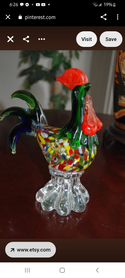 Beautiful  Vintage Blown Glass Rooster